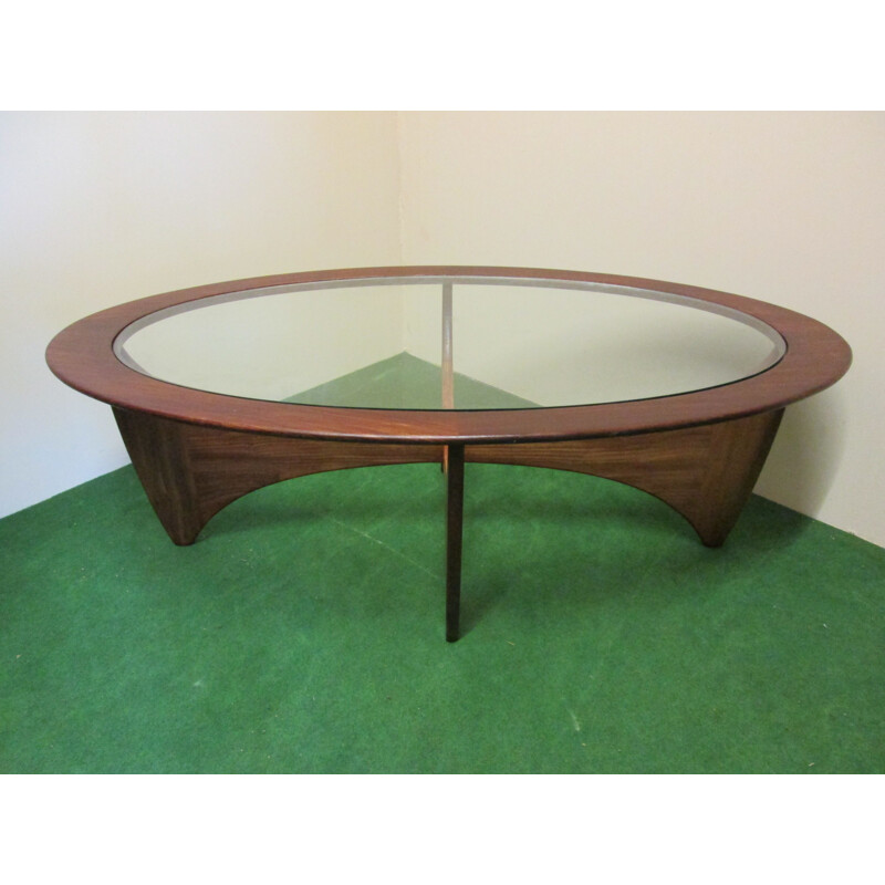 Vintage oval coffee table "Astro" by Victor B.Wilkins for G teak top