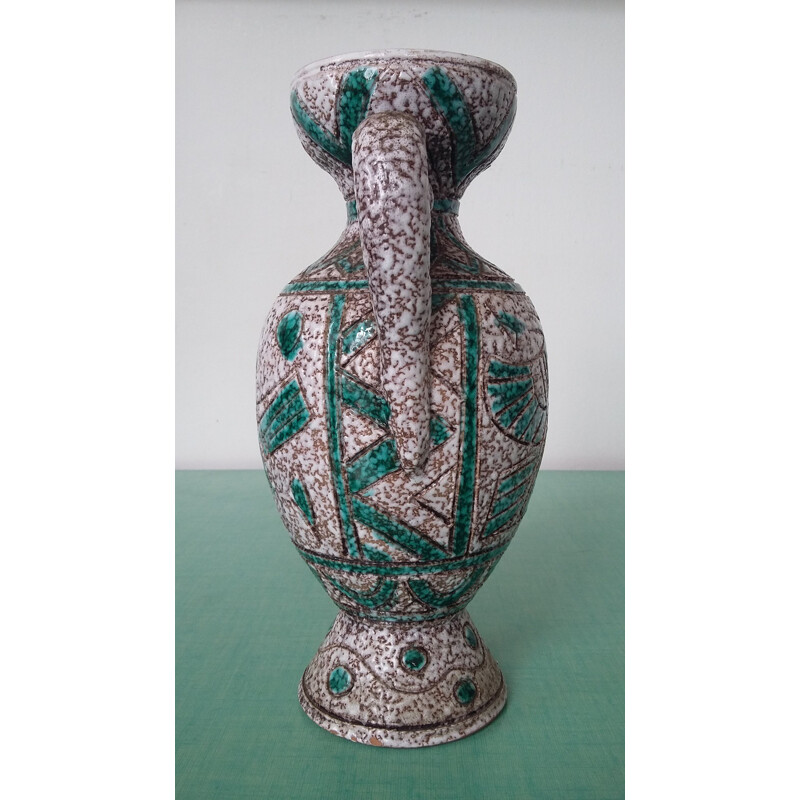 Vase in ceramic with turquoise details - 1960s