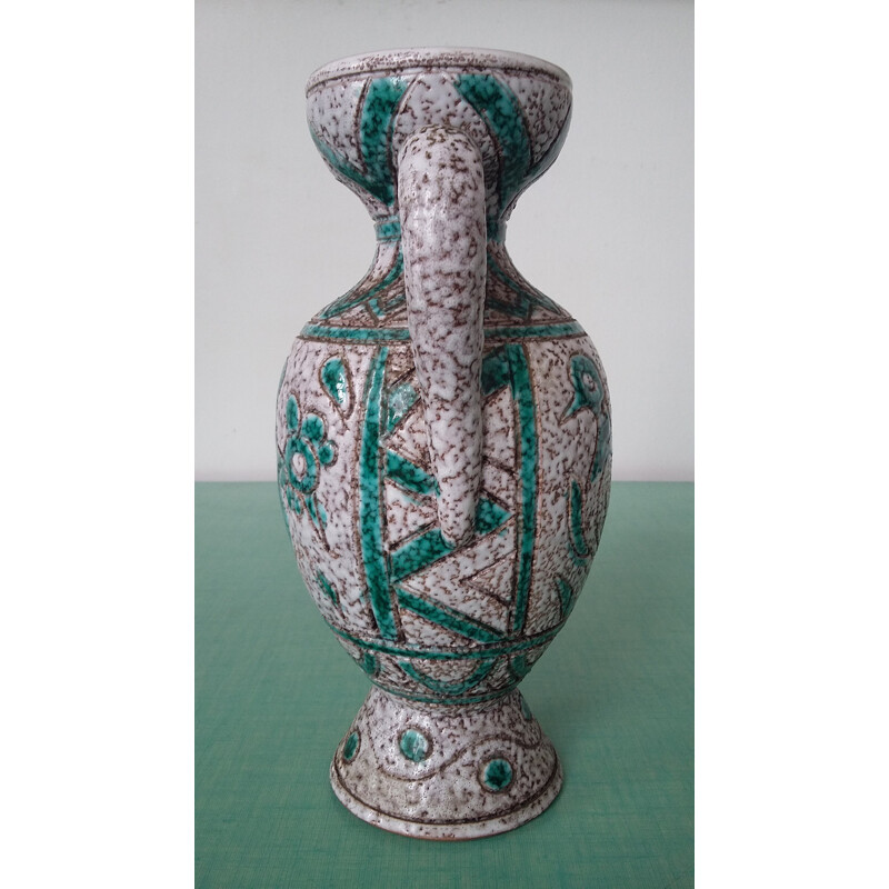 Vase in ceramic with turquoise details - 1960s