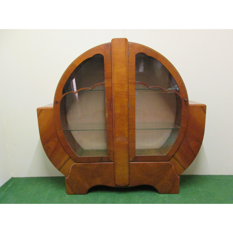 Vintage Art Deco showcase in walnut