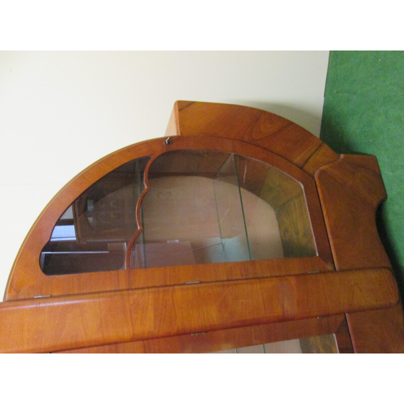 Vintage Art Deco showcase in walnut