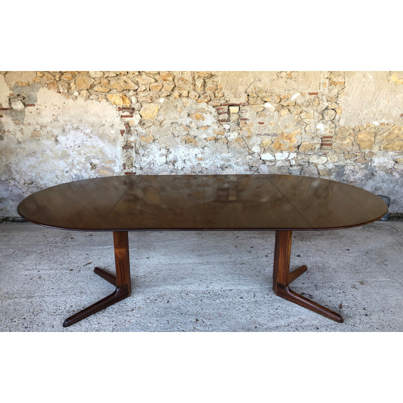 Scandinavian extensible rosewood dining table by CJ Rosengaarden 1960