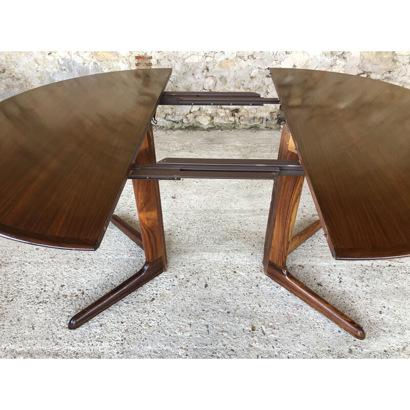 Scandinavian extensible rosewood dining table by CJ Rosengaarden 1960