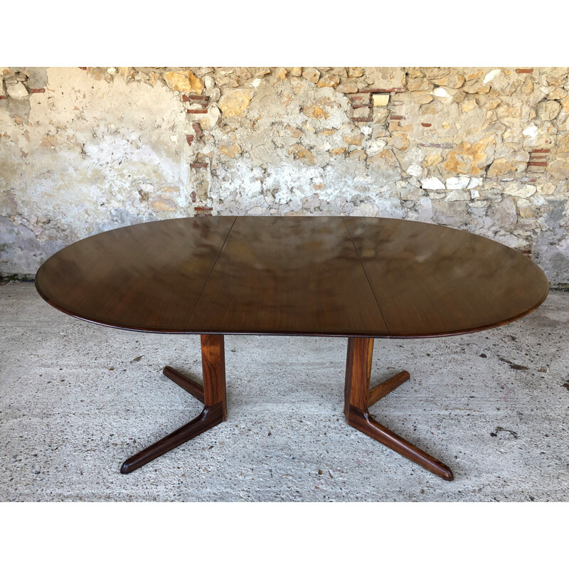 Scandinavian extensible rosewood dining table by CJ Rosengaarden 1960