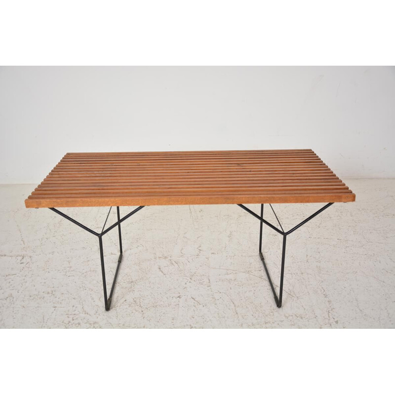 Vintage wooden and metal bench 1960