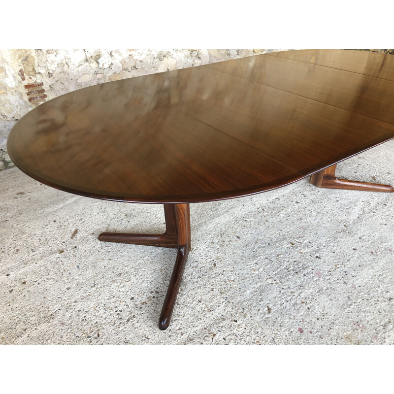 Scandinavian extensible rosewood dining table by CJ Rosengaarden 1960