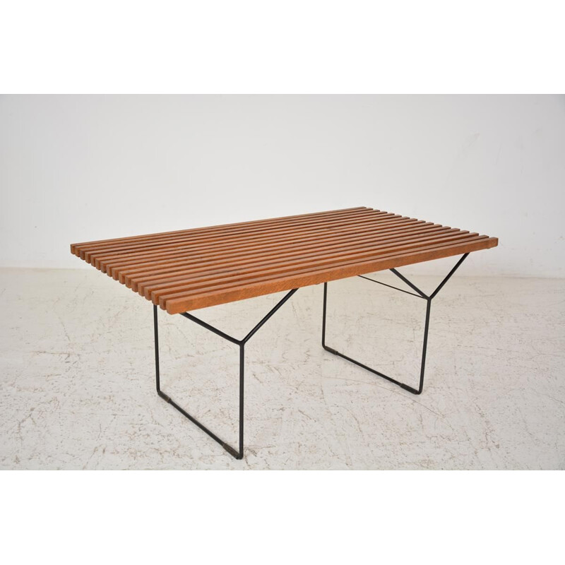 Banc vintage en bois et métal 1960