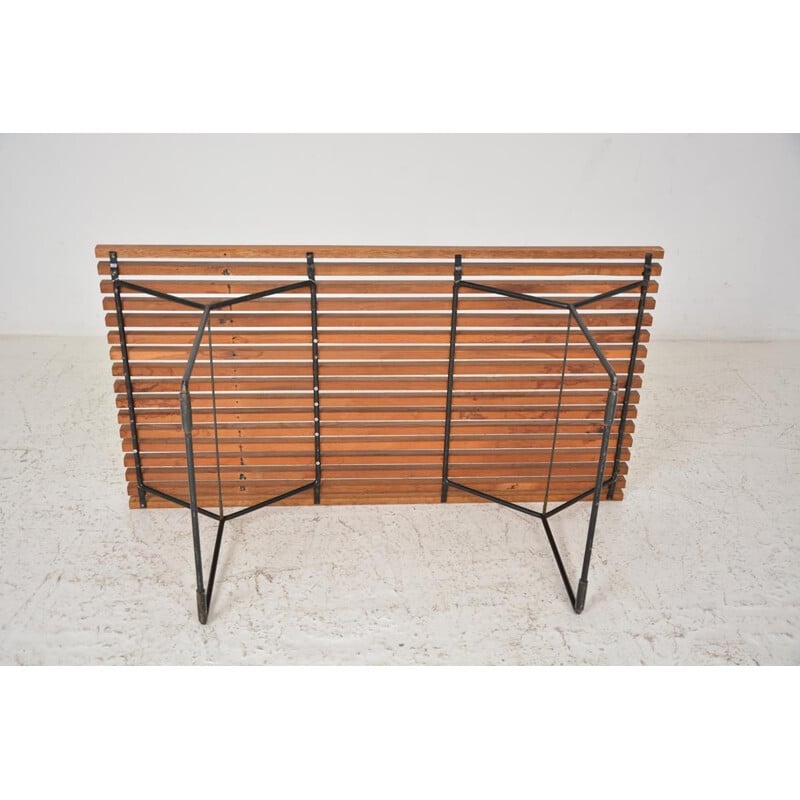 Vintage wooden and metal bench 1960