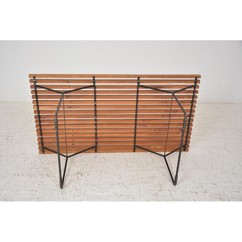 Vintage wooden and metal bench 1960