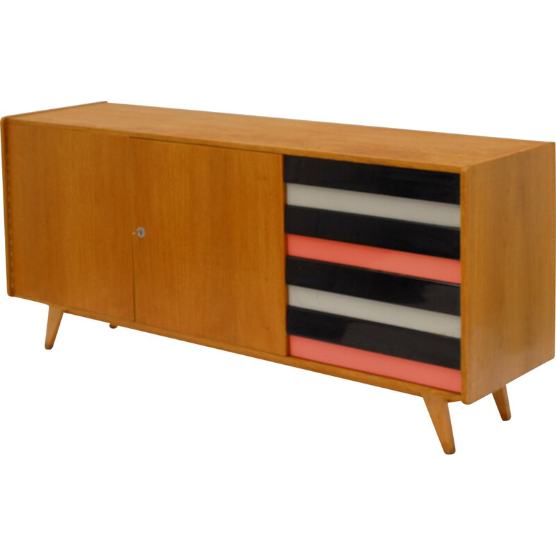 Interiér Praha Czech "U460" sideboard in oakwood and plastic, Jiri JIROUTEK - 1960s