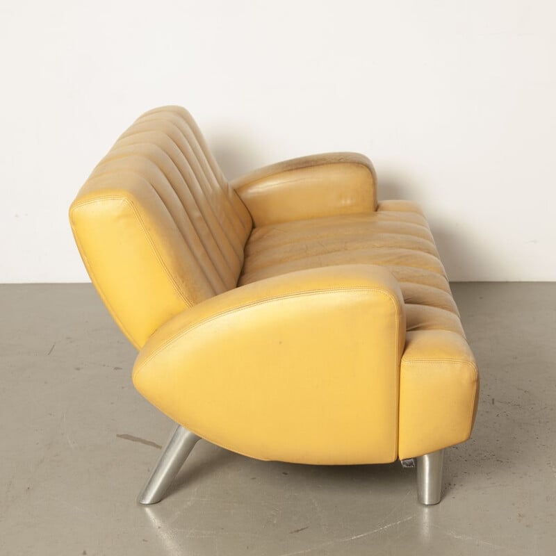 Vintage yellow sofa "Wizard" by Hugo de Ruiter for Leolux