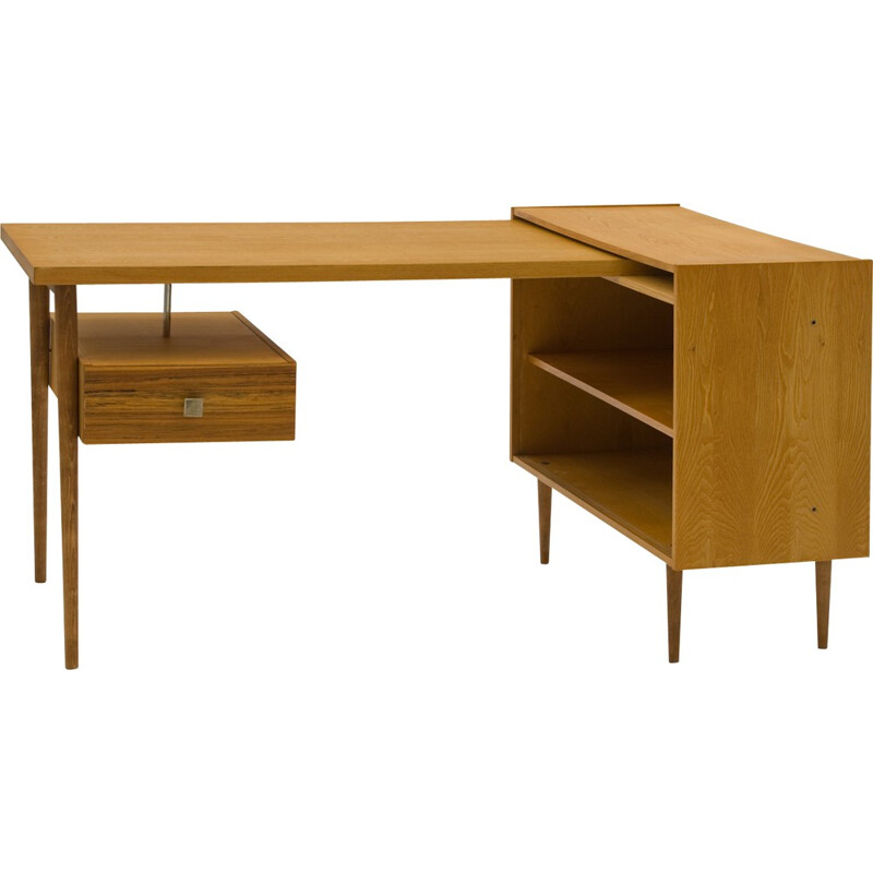 Český Nábytek work desk with storage in beechwood and birch - 1960s