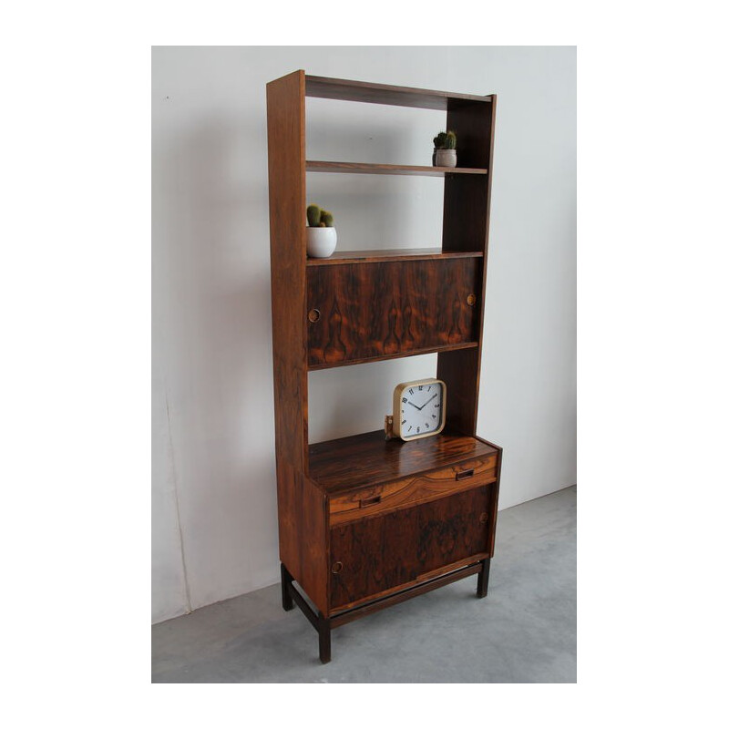 Wall unit in rosewood with sliding doors and drawers - 1960s