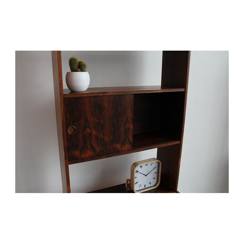 Wall unit in rosewood with sliding doors and drawers - 1960s