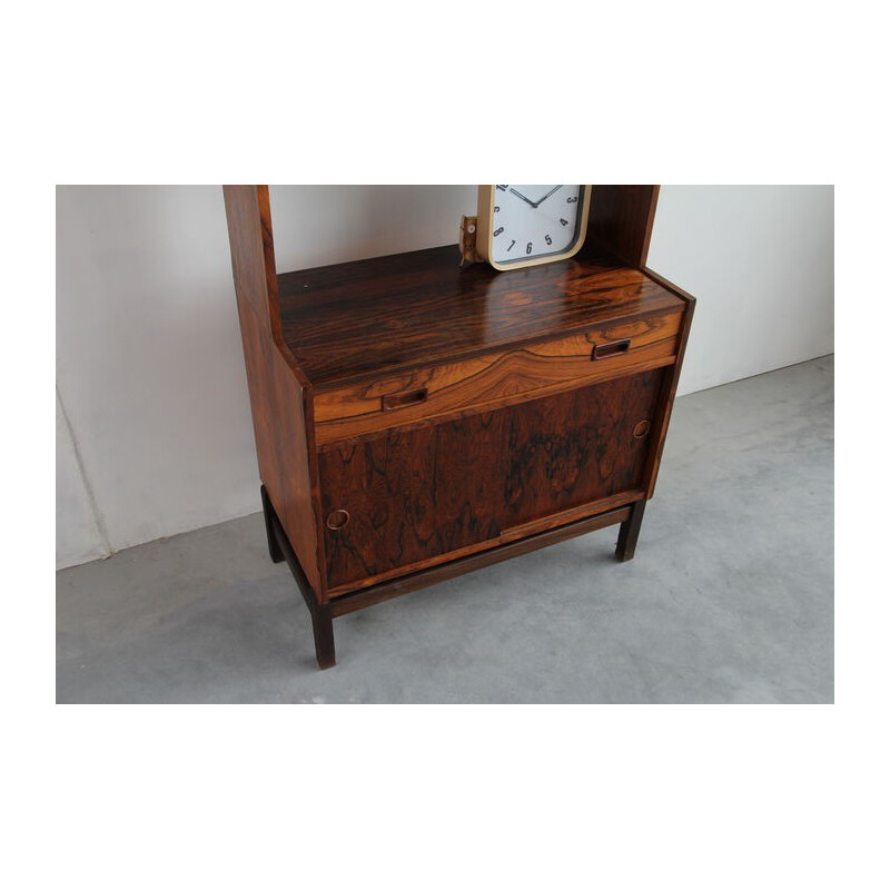 Wall unit in rosewood with sliding doors and drawers - 1960s