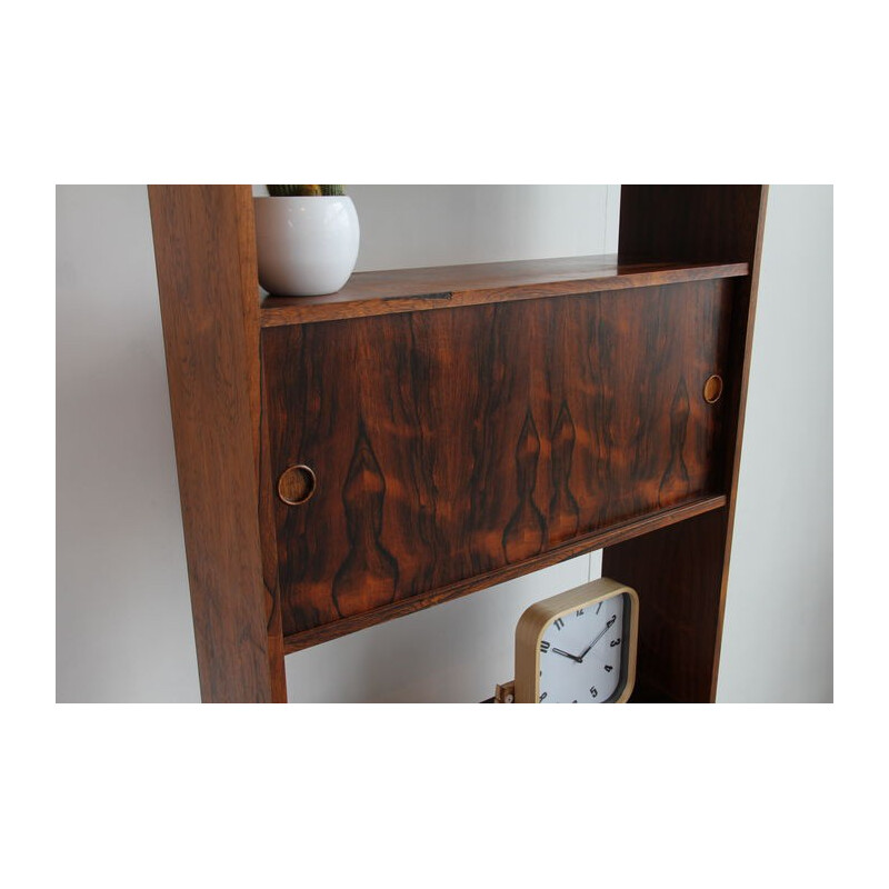 Wall unit in rosewood with sliding doors and drawers - 1960s