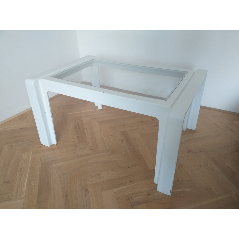 Mesa de café Vintage de poliuretano branco, Itália 1970