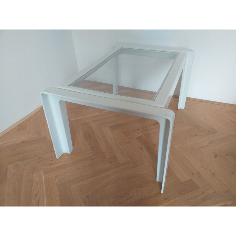 Mesa de café Vintage de poliuretano branco, Itália 1970