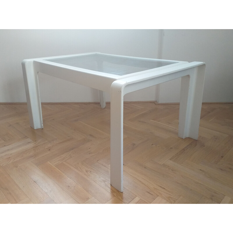 Table basse vintage en polyuréthane blanc, Italie 1970