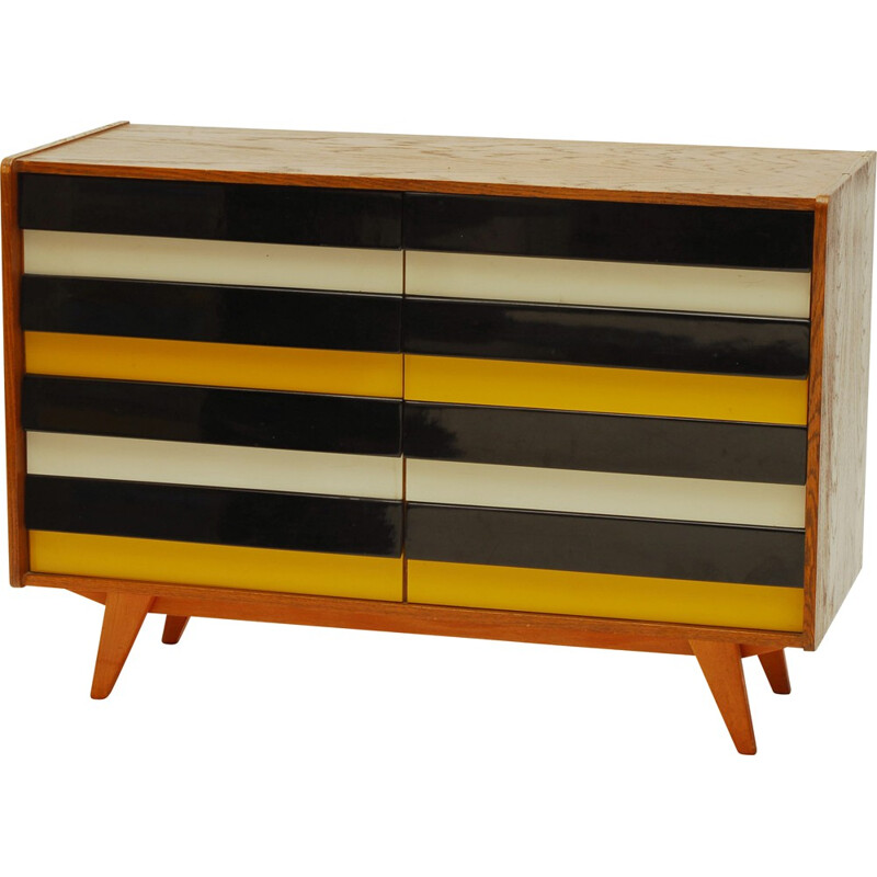 Interiér Praha chest of drawers in oakwood and plastic, Jiri JIROUTEK - 1960s