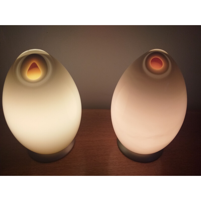 Paar Lampen aus Muranoglas von Mazzega, 1980