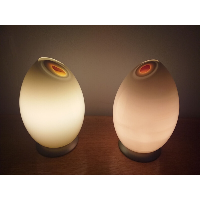 Pair of Table Lamps in Murano Glass by Mazzega, 1980s