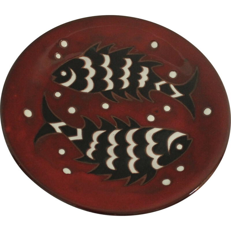 San Vicens plate in ceramic, Jean PICART LE DOUX - 1950