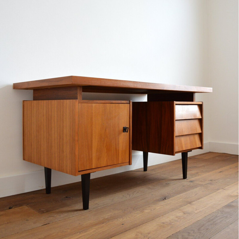 Large vintage teak desk 1960s