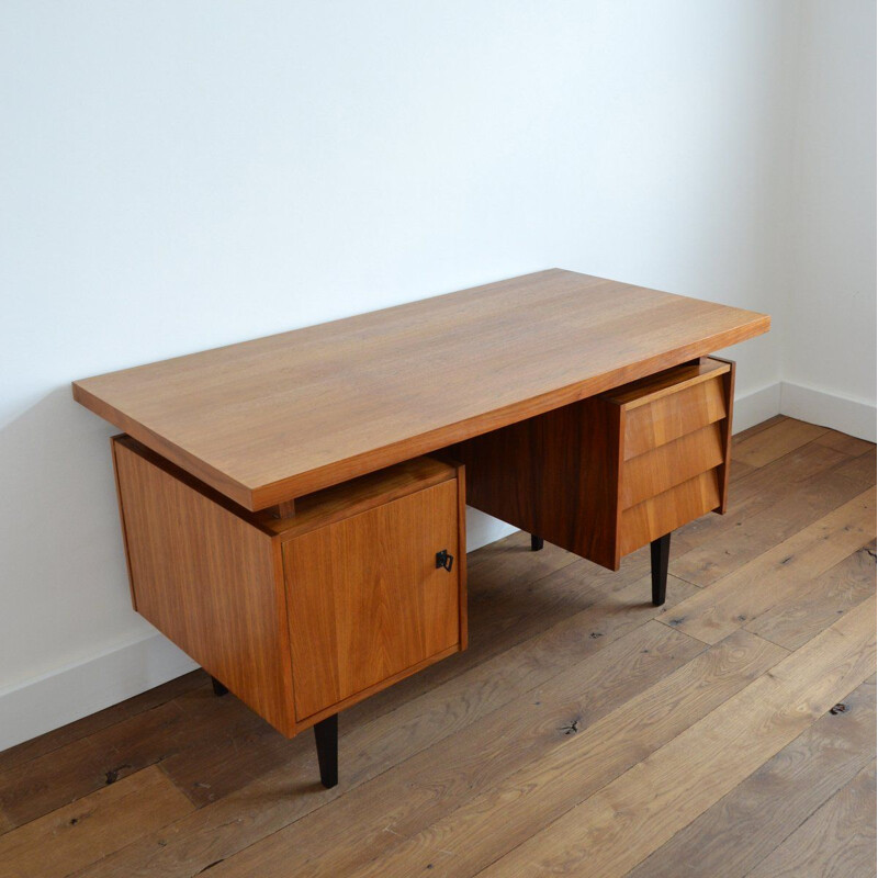 Large vintage teak desk 1960s