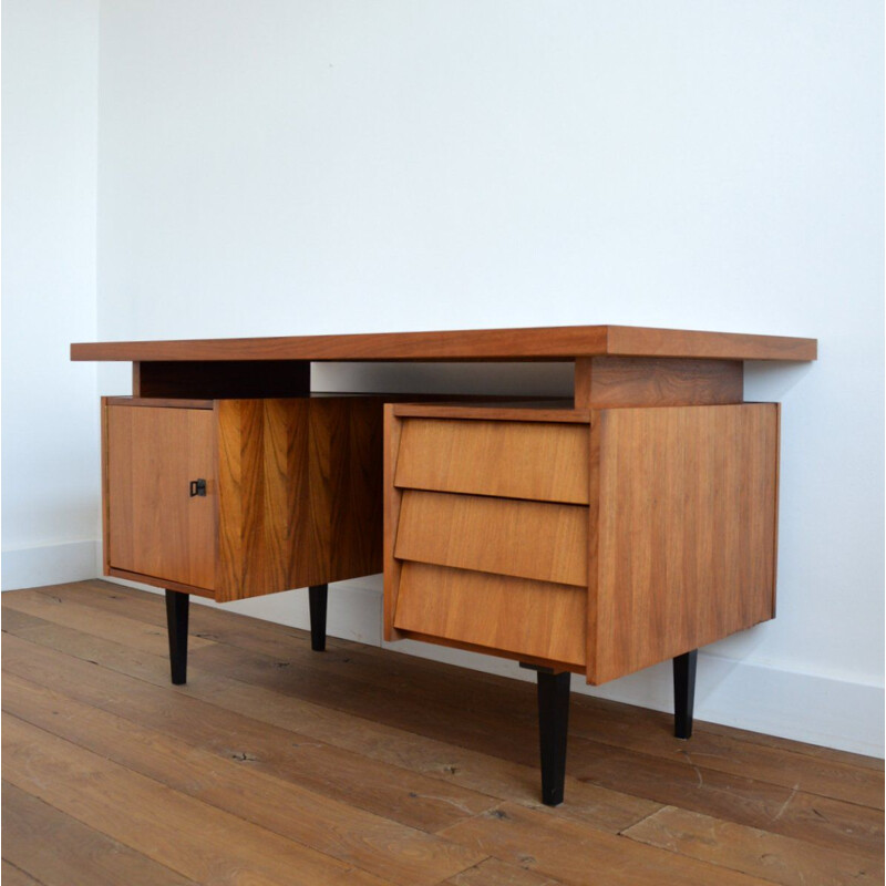 Large vintage teak desk 1960s