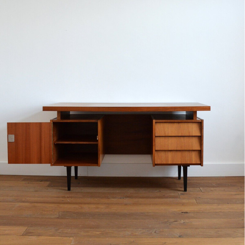 Large vintage teak desk 1960s