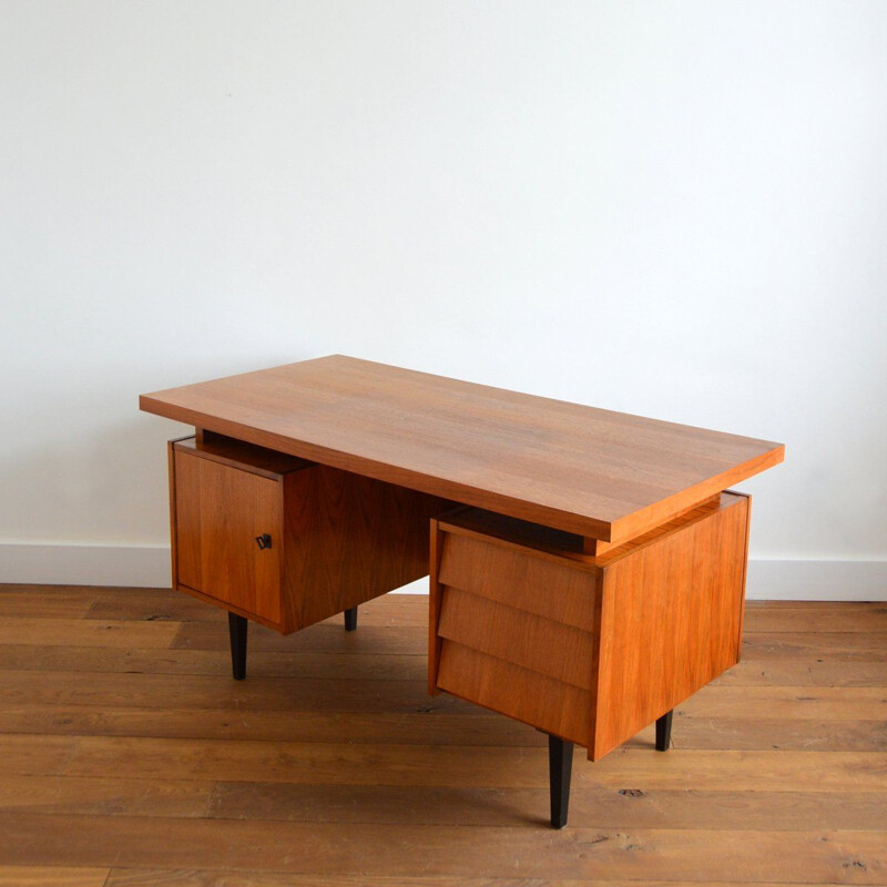 Large vintage teak desk 1960s