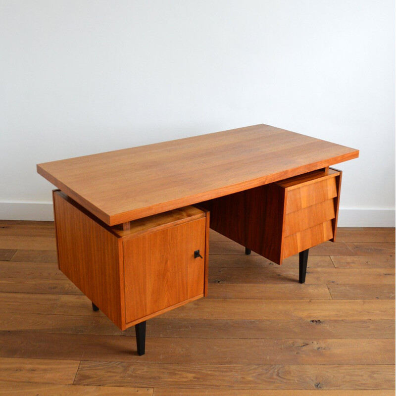 Large vintage teak desk 1960s