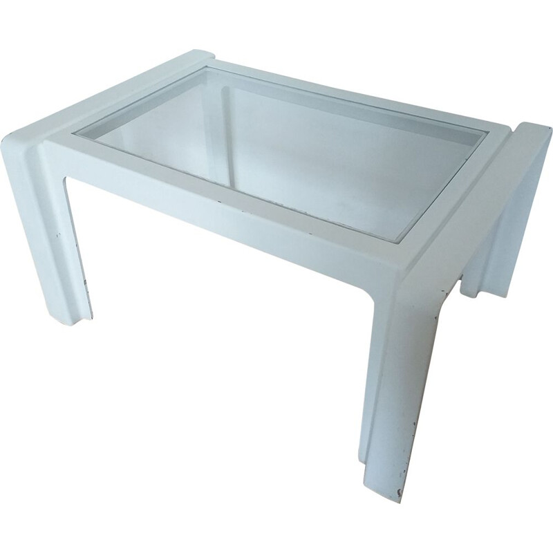 Vintage white polyurethane coffee table, Italy 1970