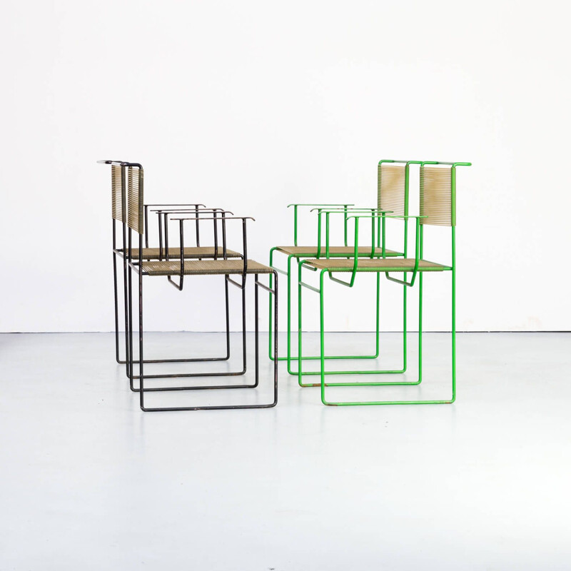 Ensemble de 4 chaises "Spaghetti" vintage de Giandomenico Belotti pour Fly Line, 1970