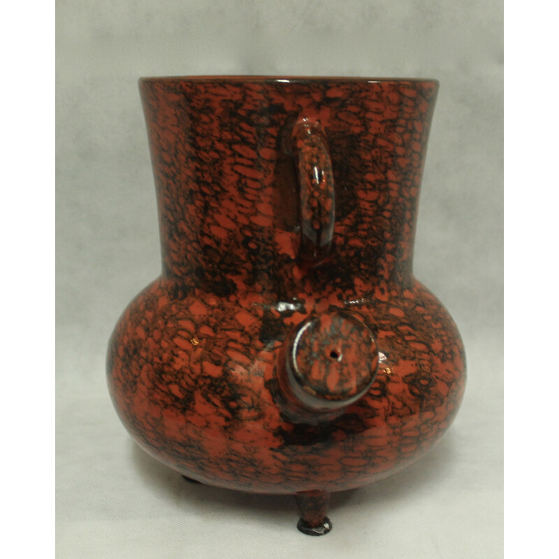Vallauris vase in orange ceramic - 1950s