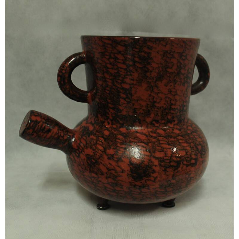 Vallauris vase in orange ceramic - 1950s