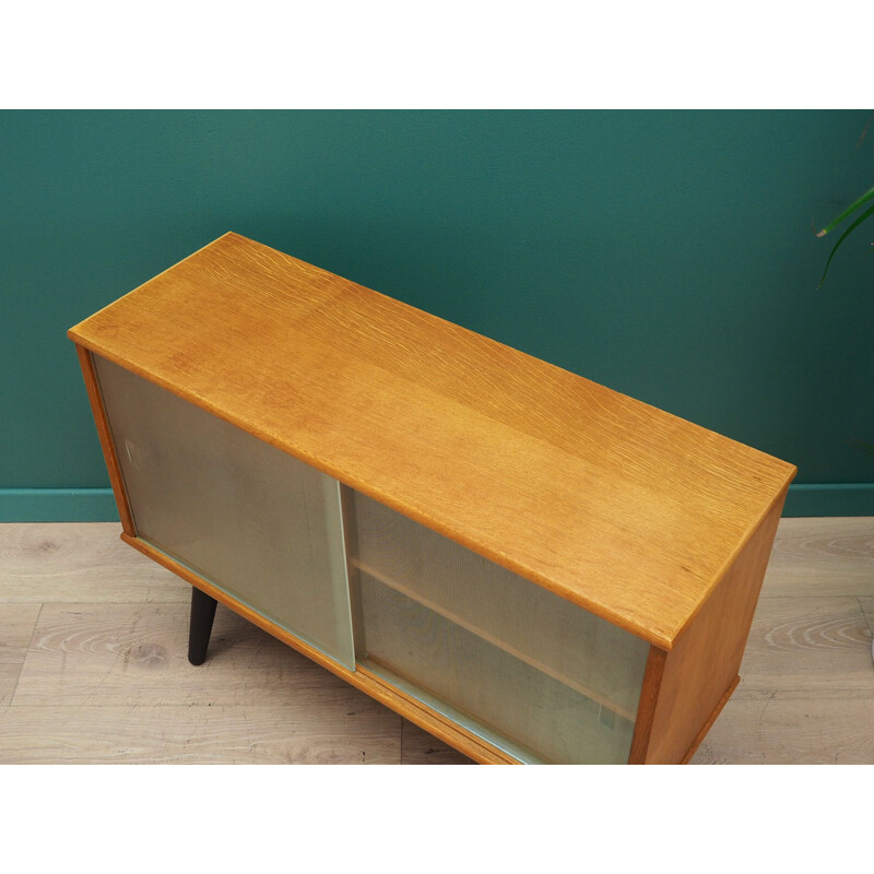 Vintage small bookcase in wood and glass, 1960-70s