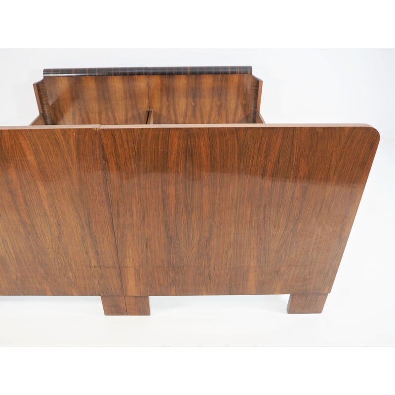 Vintage Art deco bed in walnut, 1940s