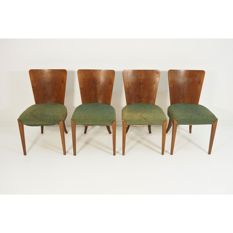 Set of 4 vintage Art Deco dining chairs by Jindřich Halabala for Thonet