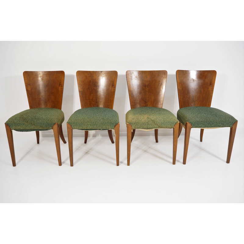 Set of 4 vintage Art Deco dining chairs by Jindřich Halabala for Thonet