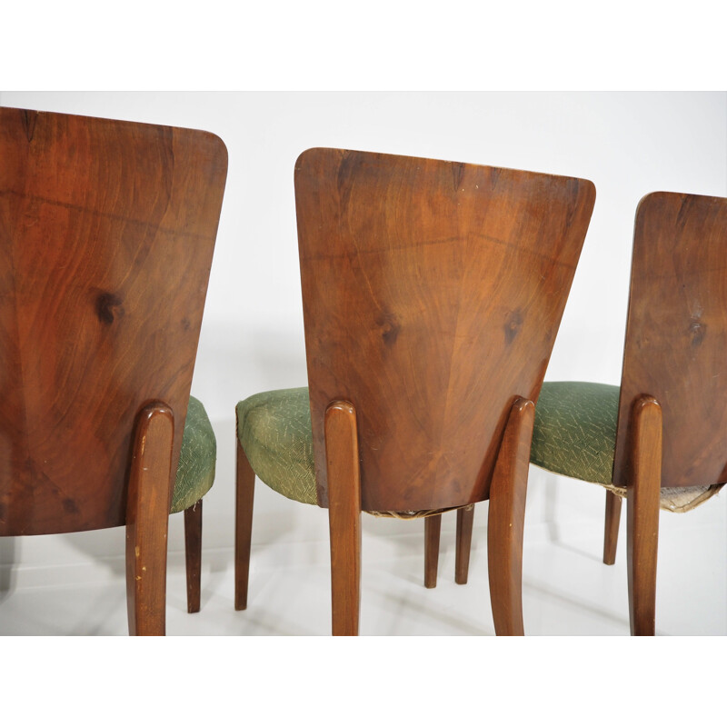 Ensemble de 4 chaises à repas Art déco vintage par Jindřich Halabala pour Thonet