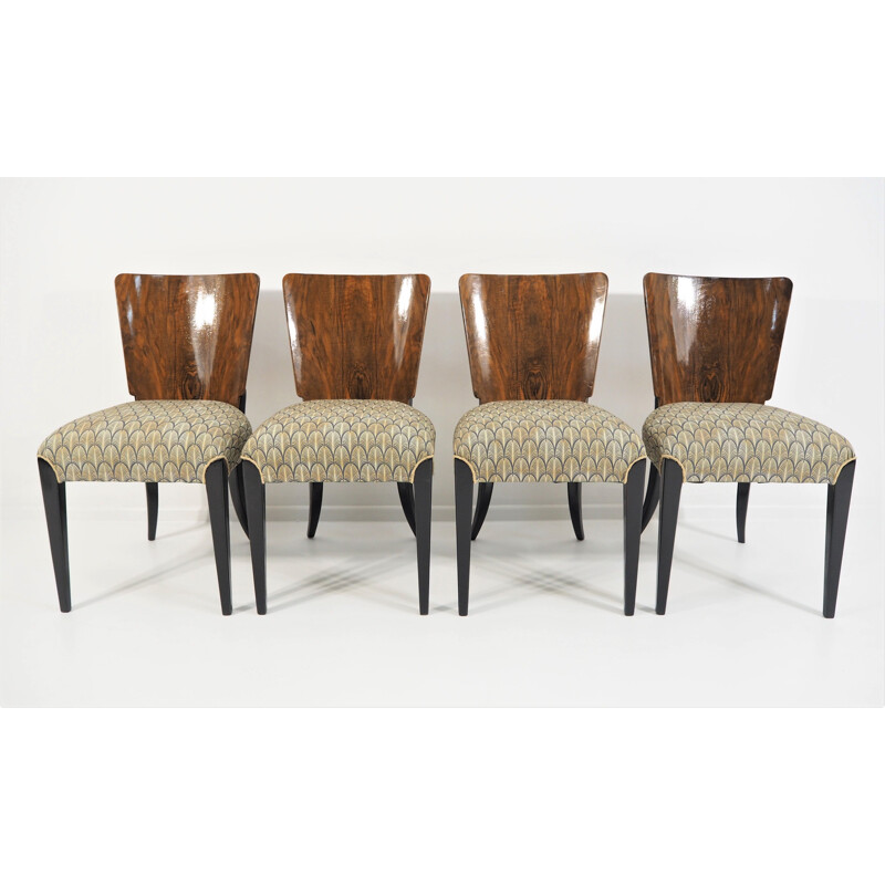 Set of 4 vintage Art Deco Dining Chairs by Jindřich Halabala