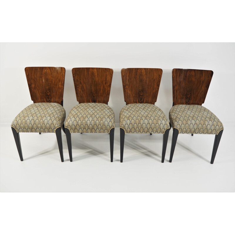 Ensemble de 4 chaises à repas vintage Art Déco par Jindřich Halabala