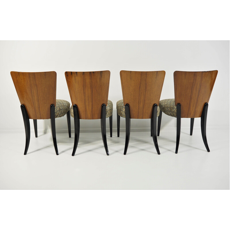 Ensemble de 4 chaises à repas vintage Art Déco par Jindřich Halabala