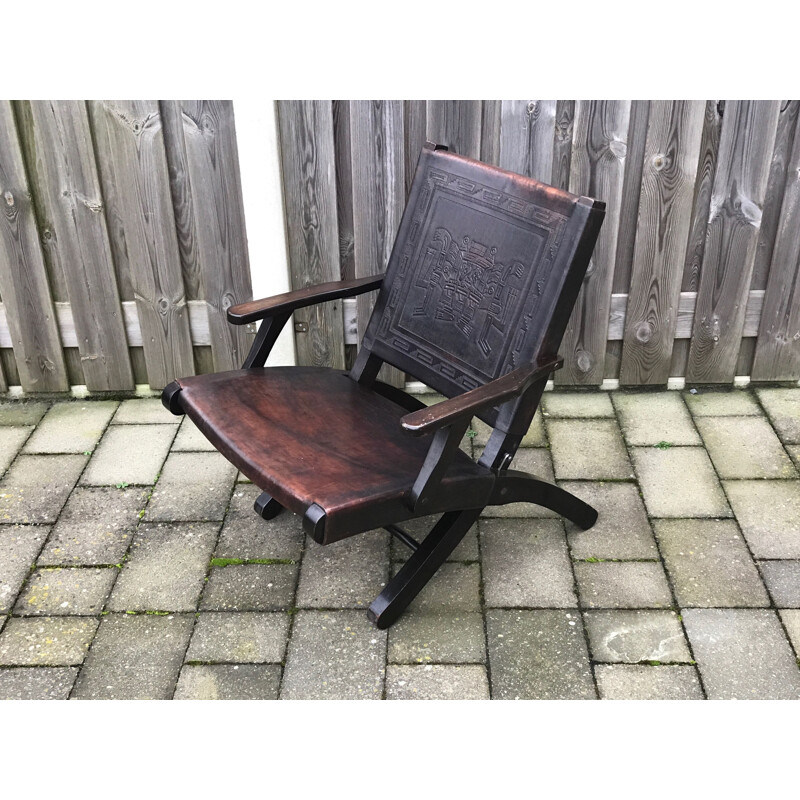 Vintage folding armchair by Angel Pazmino for Meubles de Estilo Ecuador, 1960s