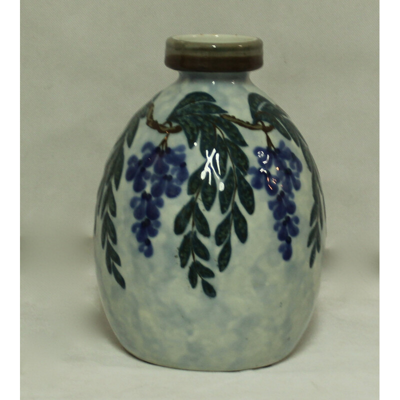 Large ovoid vase in blue and white porcelain, C THARAUD - 1940s