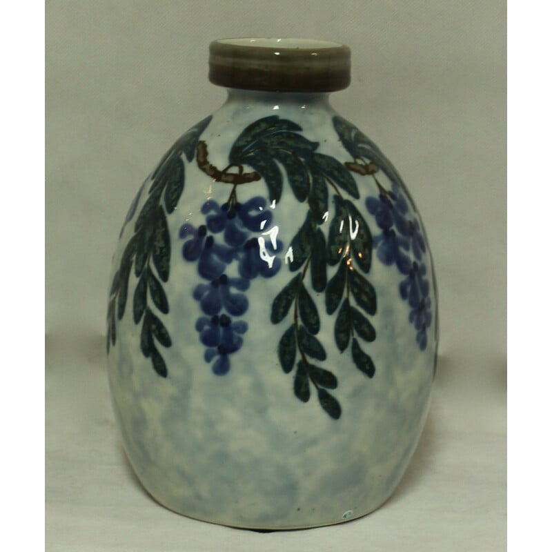 Grand vase ovoïde bleu et blanc, Camille THARAUD - 1940