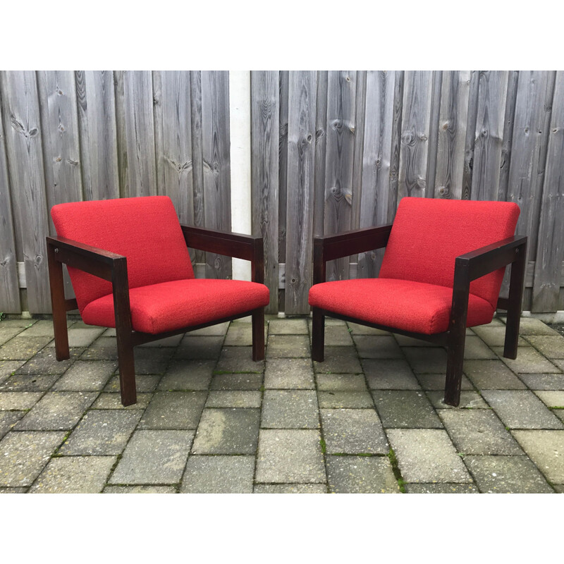 Vintage pair of SZ25 armchair by Hein Stolle for t' Spectrum 1950s