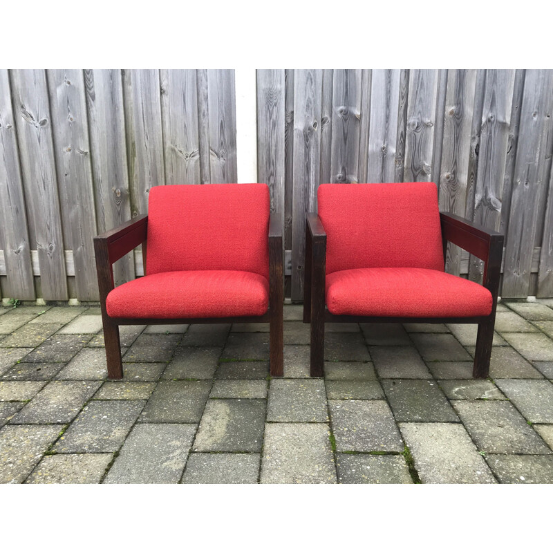 Vintage pair of SZ25 armchair by Hein Stolle for t' Spectrum 1950s